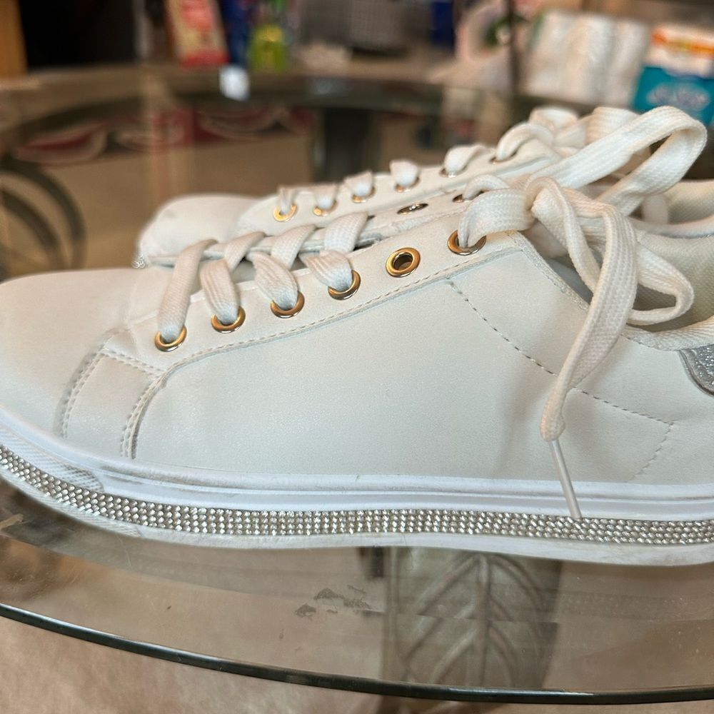 White rhinestone sneakers